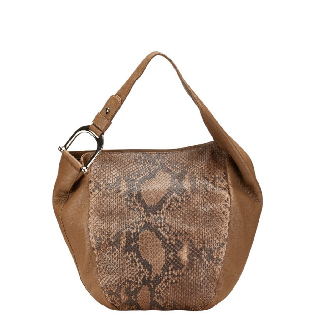 Gucci Greenwich Python Shoulder Bag Brown Leather - image 1